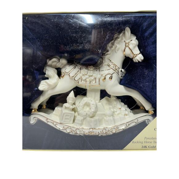 Classic Noel Porcelain Musical Rocking Horse with 24k Accents-New in Box! - Picture 2 of 9